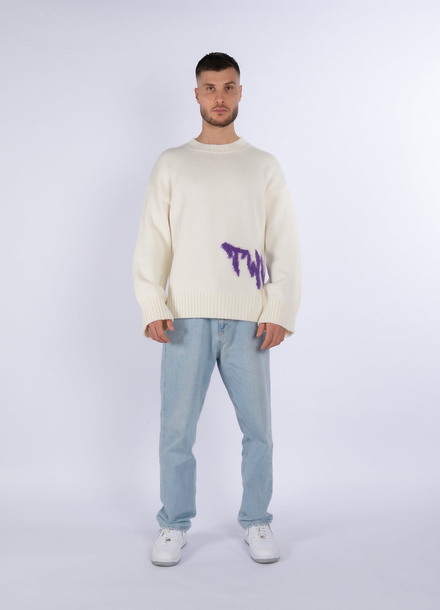 LOGO KNIT SWEATER CREAM