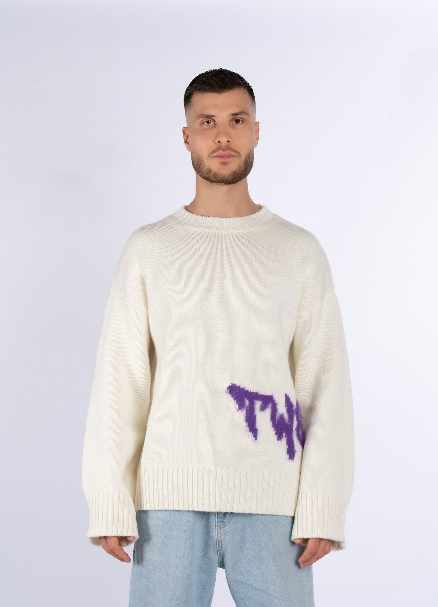 LOGO KNIT SWEATER CREAM