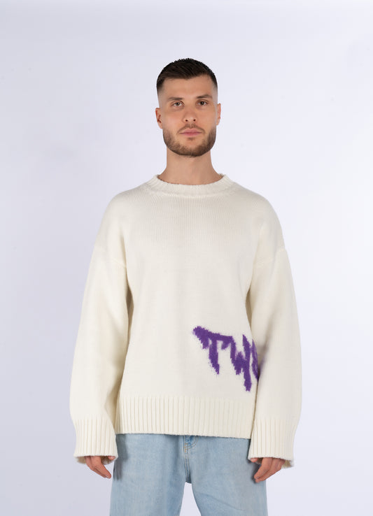 LOGO KNIT SWEATER CREAM