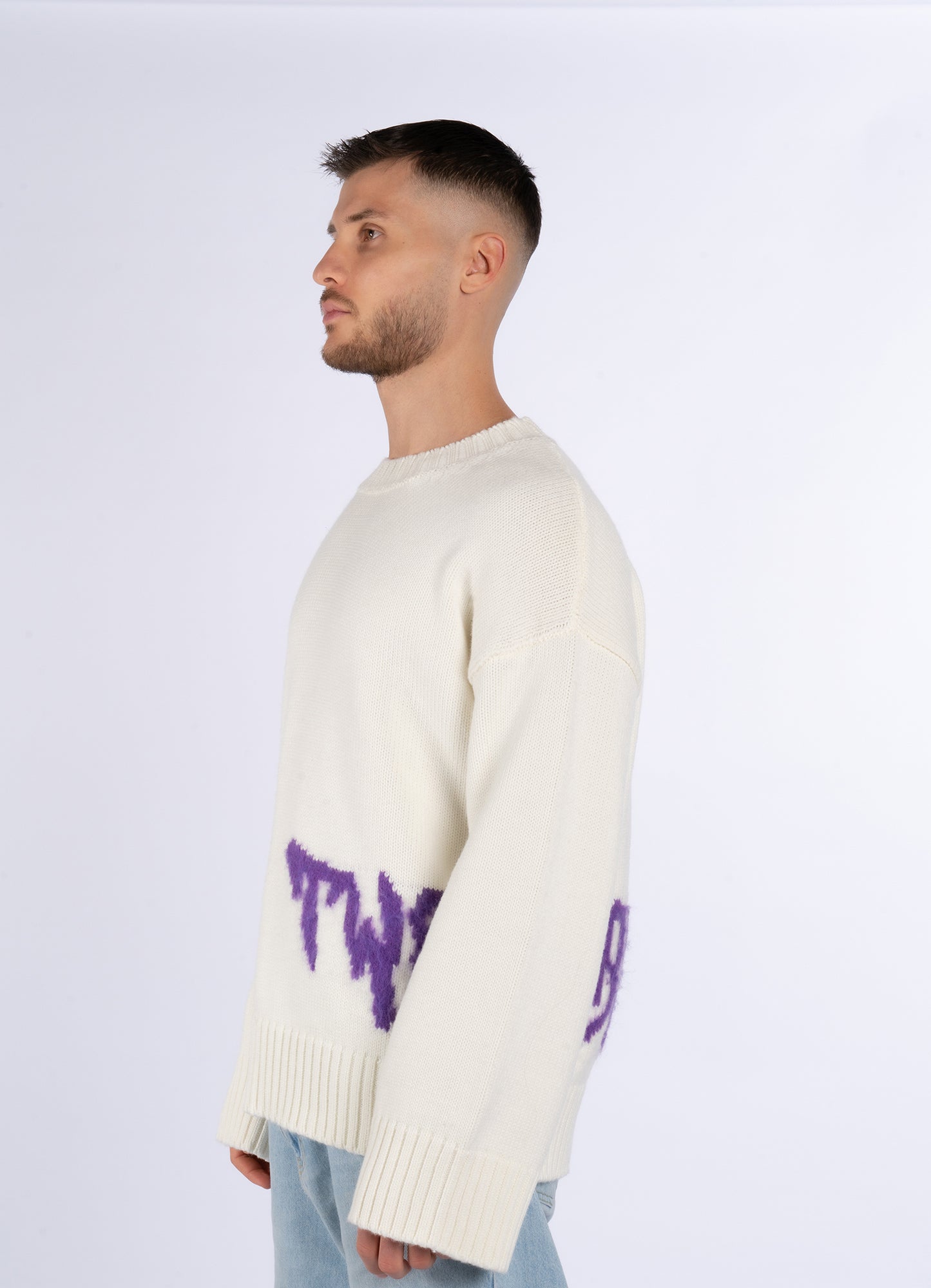 LOGO KNIT SWEATER CREAM