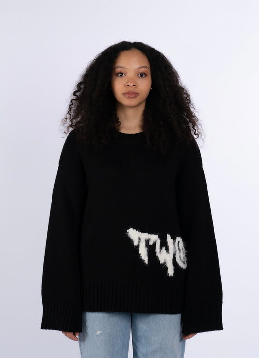 LOGO KNIT SWEATER BLACK